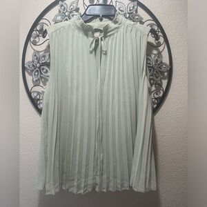 H&M Mint Green Pleated Sleeveless Blouse